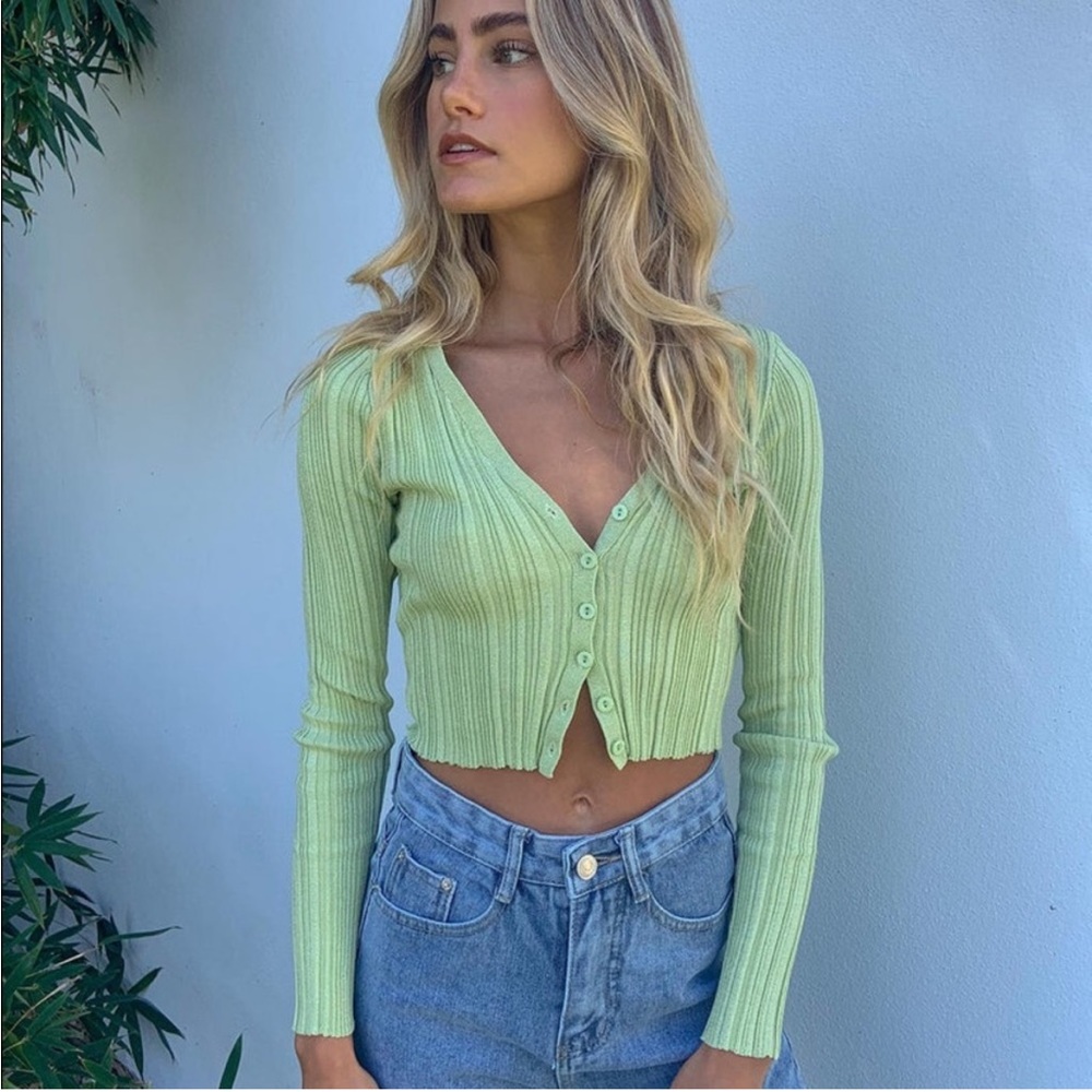 Princess Polly: Mariah cropped cardigan green S/M